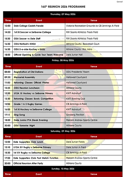 Reunion Schedule 1